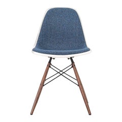 2018 Herman Miller Eames Dark Blue Upholstered DSW Side Chair w/ Dowel Base