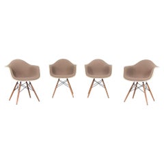 2018 Herman Miller Eames Fiberglass DAW Dining Chair in Tan Fabric w/ Walnut Leg