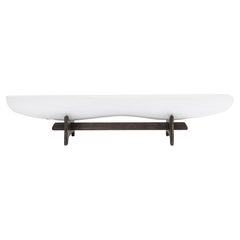 2020 Thomas Bina Danica Coffee Table in White Lacquer and Reclaimed French Oak