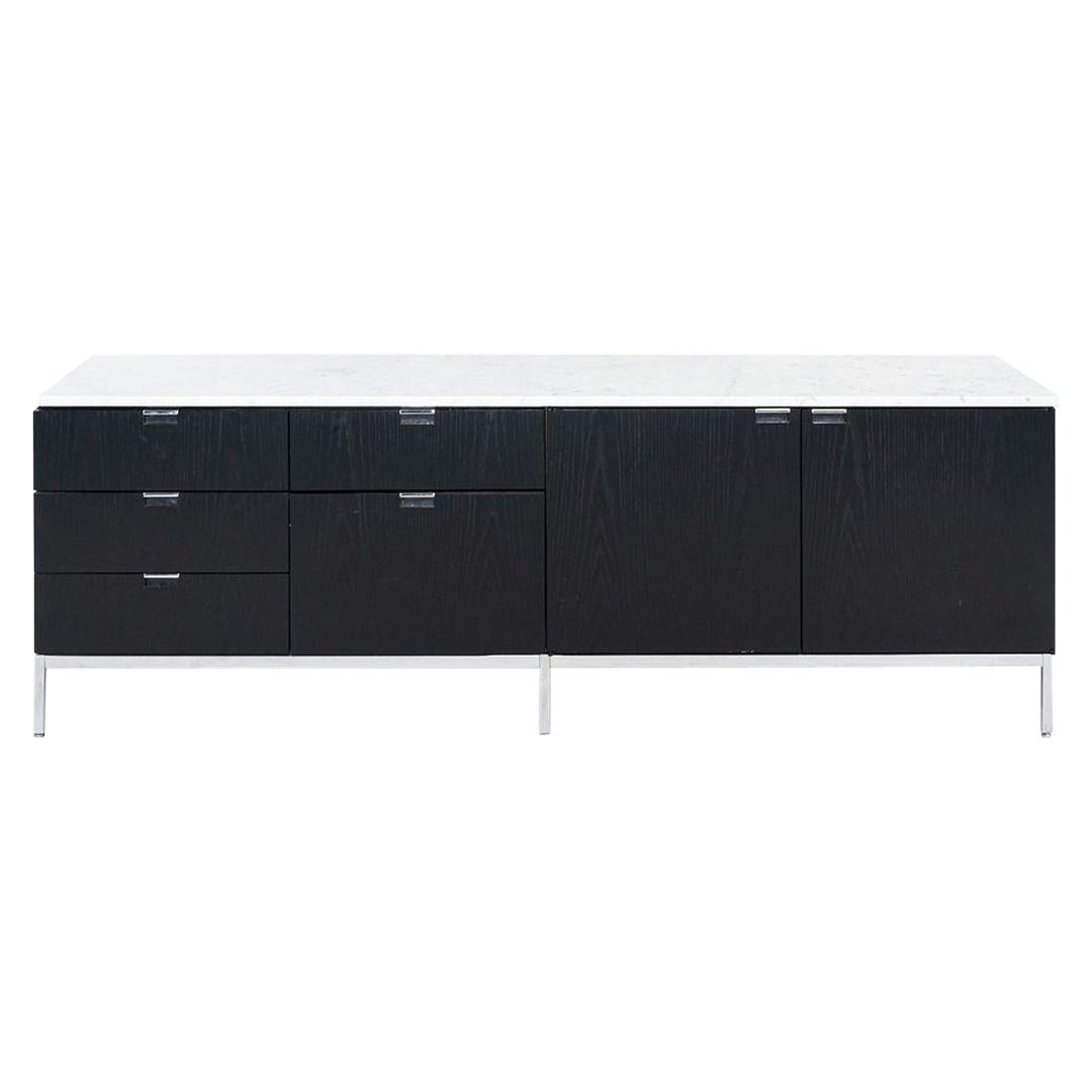 2019 Florence Knoll Four Position Credenza in Ebonized Oak and Marble Top