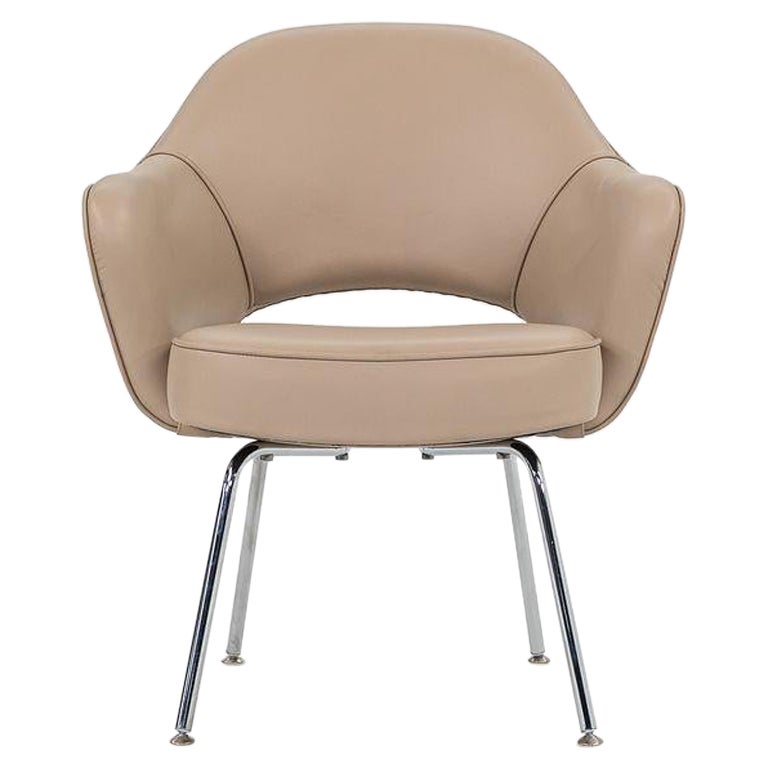 2021 Eero Saarinen for Knoll Executive Arm Dining Chair in Tan Leather