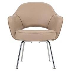 2021 Eero Saarinen for Knoll Executive Arm Dining Chair in Tan Leather