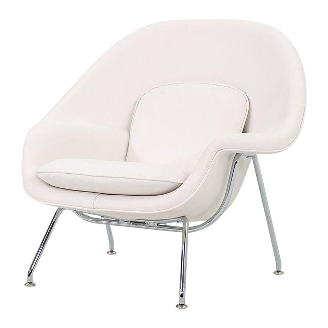 2022 Eero Saarinen per Knoll Sedia a forma di grembo in pelle bianca, modello 70LS in vendita