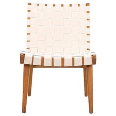 C. 1946 Pair of Jens Risom Armless Slipper Lounge Chairs in Canvas and Birch