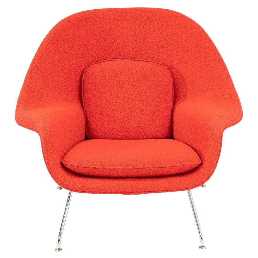 C. 2010 Eero Saarinen for Knoll Full-Size Womb Chair in Crimson Red Boucle