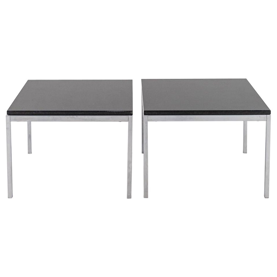 C. 2016 Florence Knoll Square Coffee or End Table w/ Steel Base and Granite Top