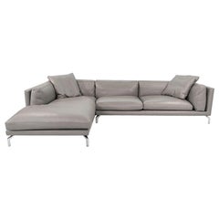 C. 2018 Como Sectional Sofa in Grey Italian Leather by Giorgio Soressi