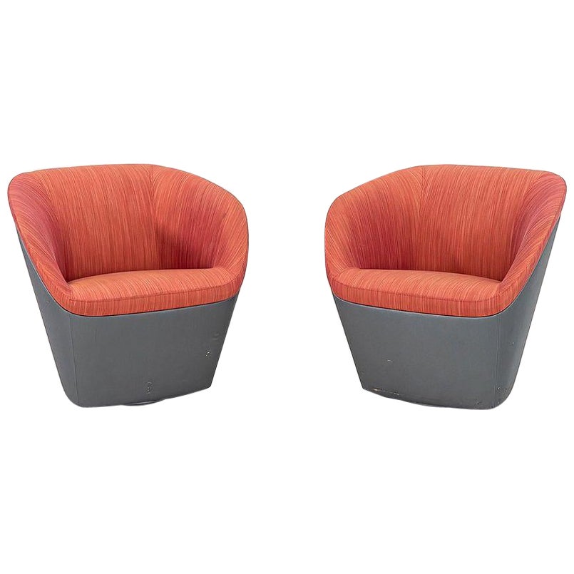 C. 2019 Pair of Soft Swivel Lounge Chairs by Jehs + Laub for Davis Furniture