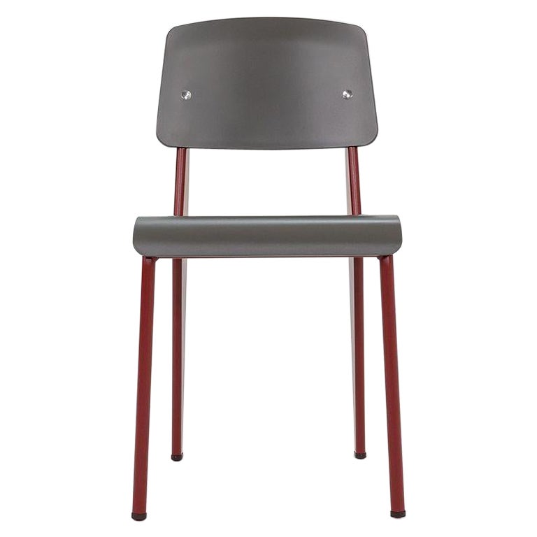Jean Prouve for Vitra Standard SP Dining Chairs in Japanese Red w/ Plastic Seat