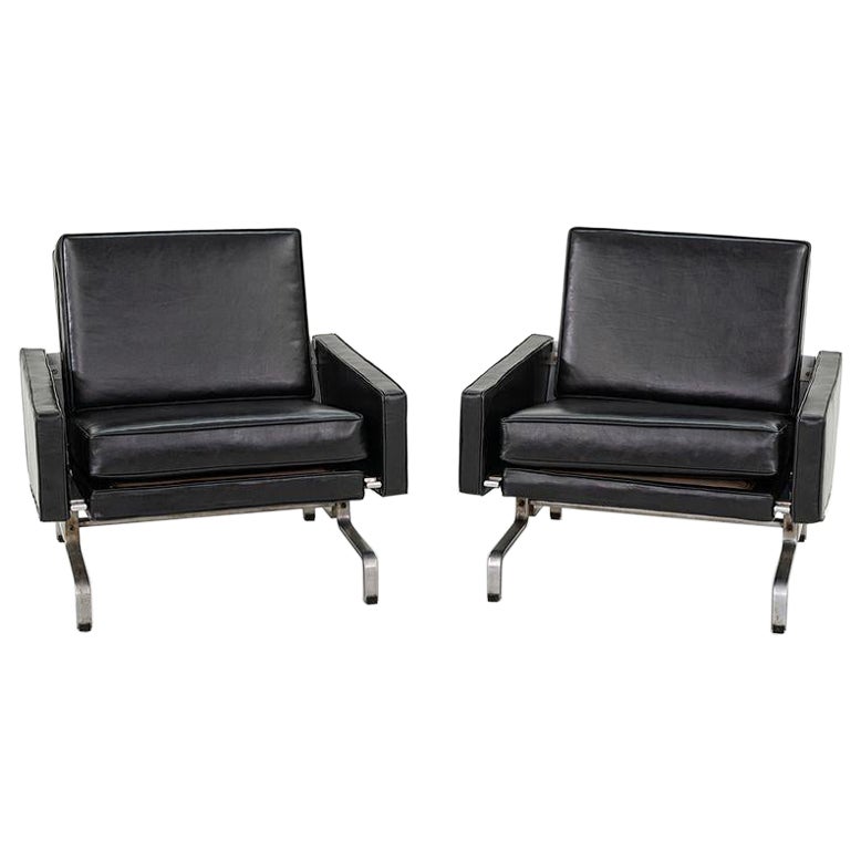 Coppia di poltrone Poul Kjaerholm Christensen PK31 Easy Lounge Chair in pelle del 1960