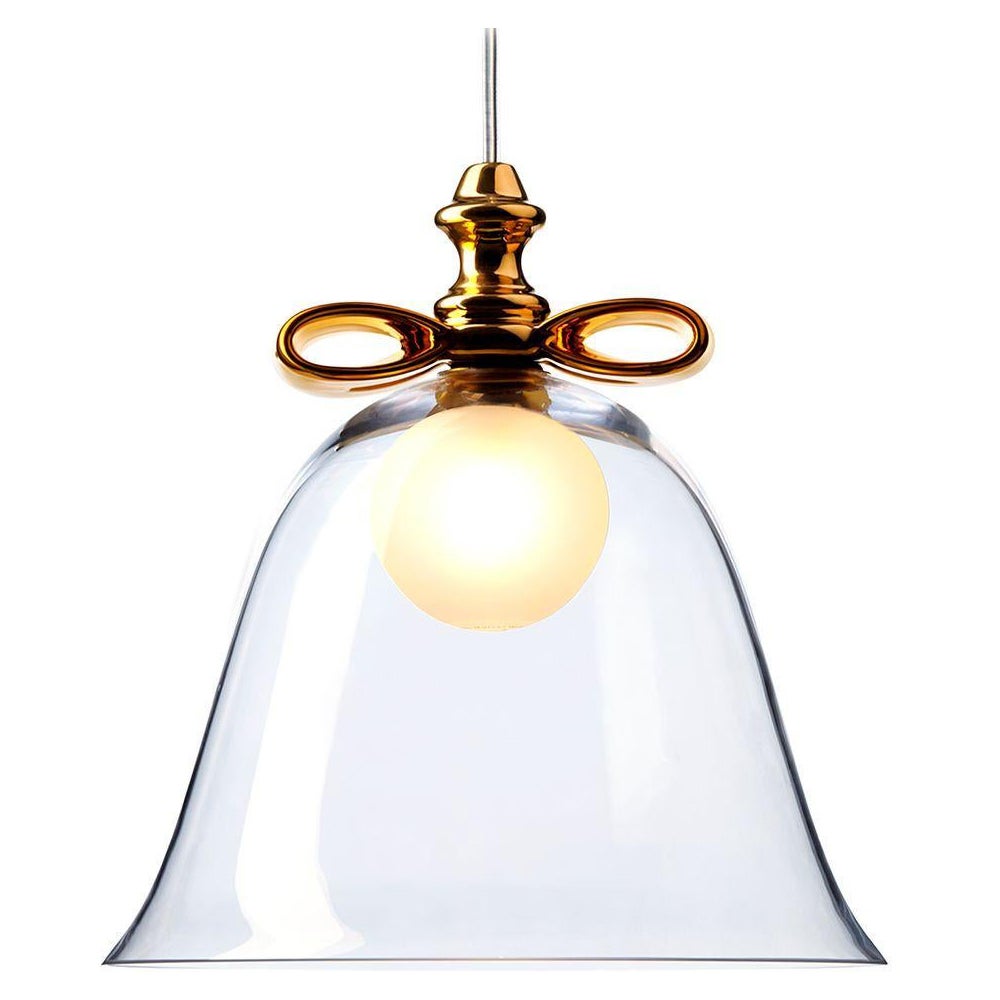 2022 Bell Lamp Large Pendant Light Transparent Gold UL by Bertjan Pot for MOOOI