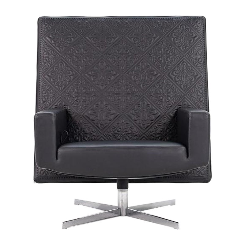 2022 Marcel Wanders Jackson Lounge Chair w/ Signature Leather Embroidery Black
