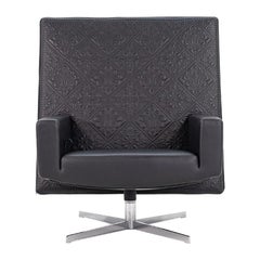2022 Marcel Wanders Jackson Loungesessel mit Signature Leder Stickerei Schwarz