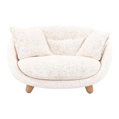 2022 Marcel Wanders Love Sofa / Lounge Chair in Oak & Dodo Pavone Jacquard White