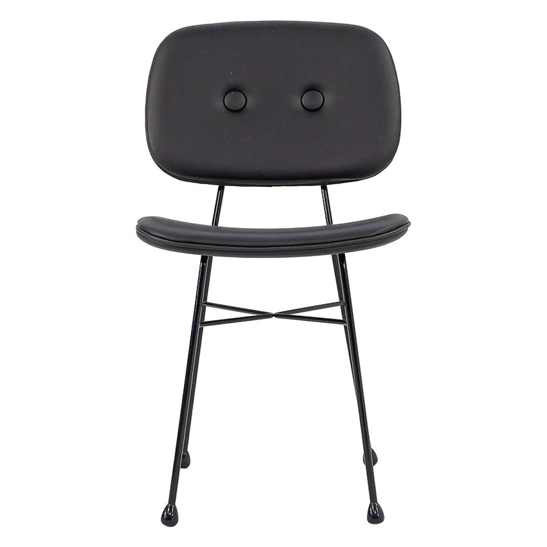 2022 Nika Zupanc for Moooi Chaise de salle à manger dorée en cuir noir