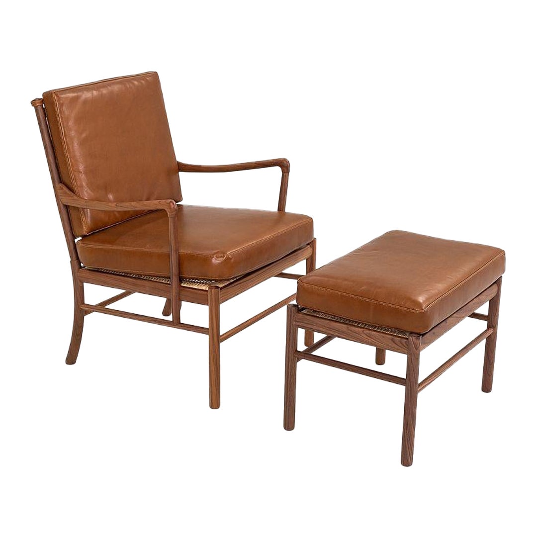2022 Ole Wanscher for Carl Hansen OW149 Colonial Chair and Ottoman in Walnut