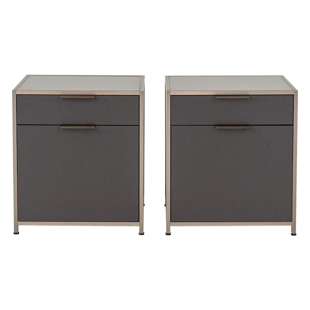 Pair of 2023 Pagnon & Pelhaitre DITA Bedside Tables Plomb Left and Right Door