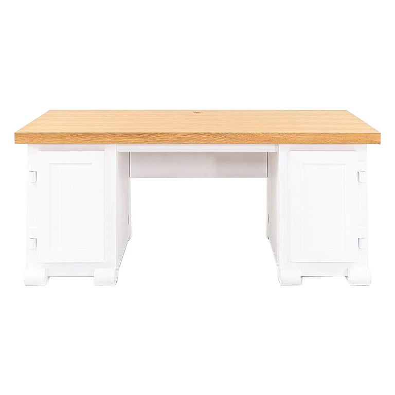 2022 Studio Job pour Moooi Paper Double Pedestal Desk 180, blanc avec chêne