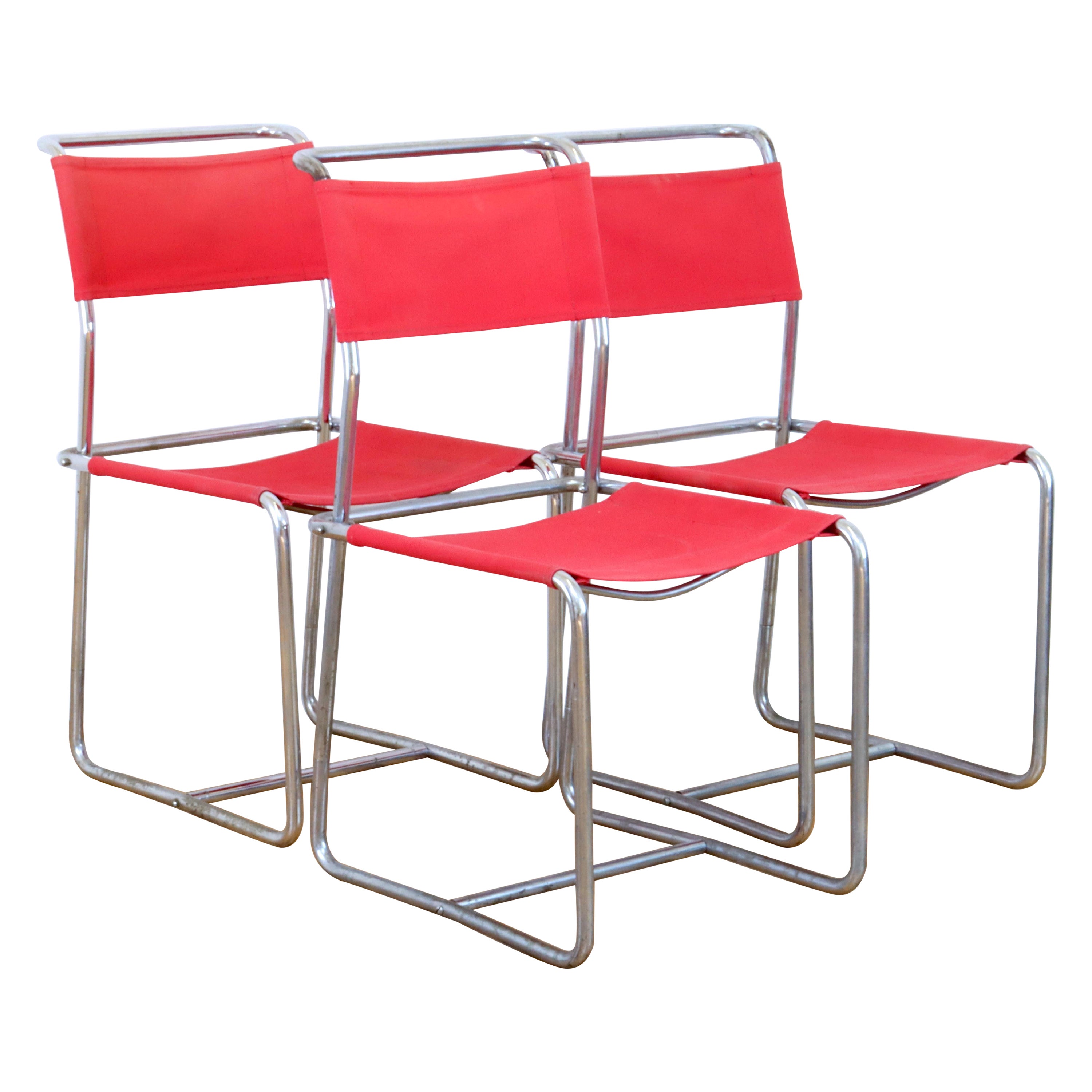 Rare Set of 3 Marcel Breuer B5 Variant Chairs