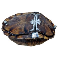 19th Century Continental Tortoise Shell Silver Mounted 2 Compartmented Box