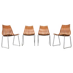 Set Of Four "Scandia" Teak Dining Chairs By Hans Brattrud