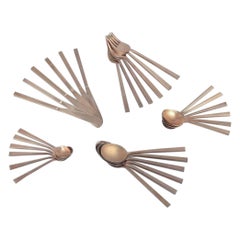 Sigvard Bernadotte "Scanline" brass flatware. Dinner set for 6 people.