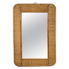 Bamboo & Rattan Wall Mirror, Dal VERA Italy 1950s