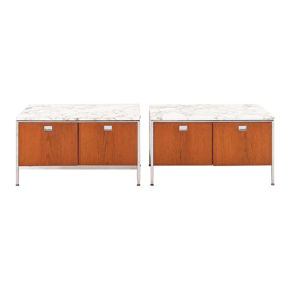 1965 Davis Allen & Gordon Bunshaft w/ Steel, Marble & Teak 2-Position Credenzas