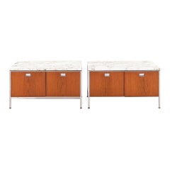 1965 Davis Allen & Gordon Bunshaft w/ Steel, Marble & Teak 2-Position Credenzas