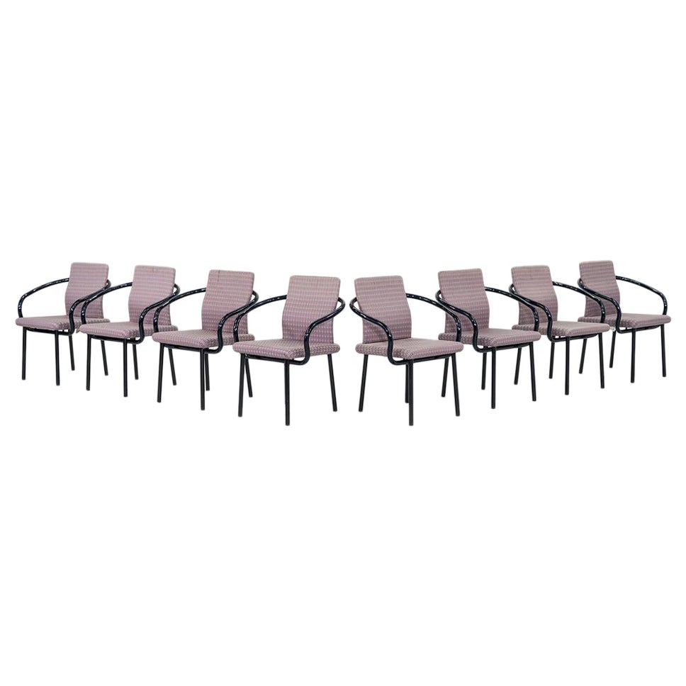 1993 Ettore Sottsass for Knoll Mandarin Dining Chairs in w/ Fabric Upholstery