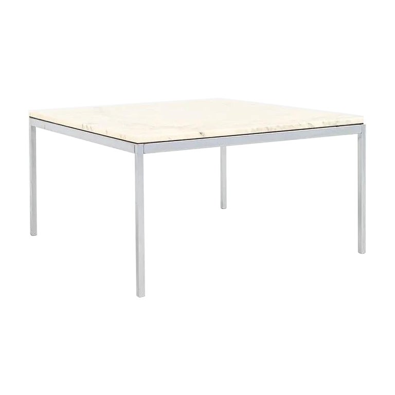 Table basse Florence Knoll 2000 avec base en acier chromé et plateau en marbre 36 pouces
