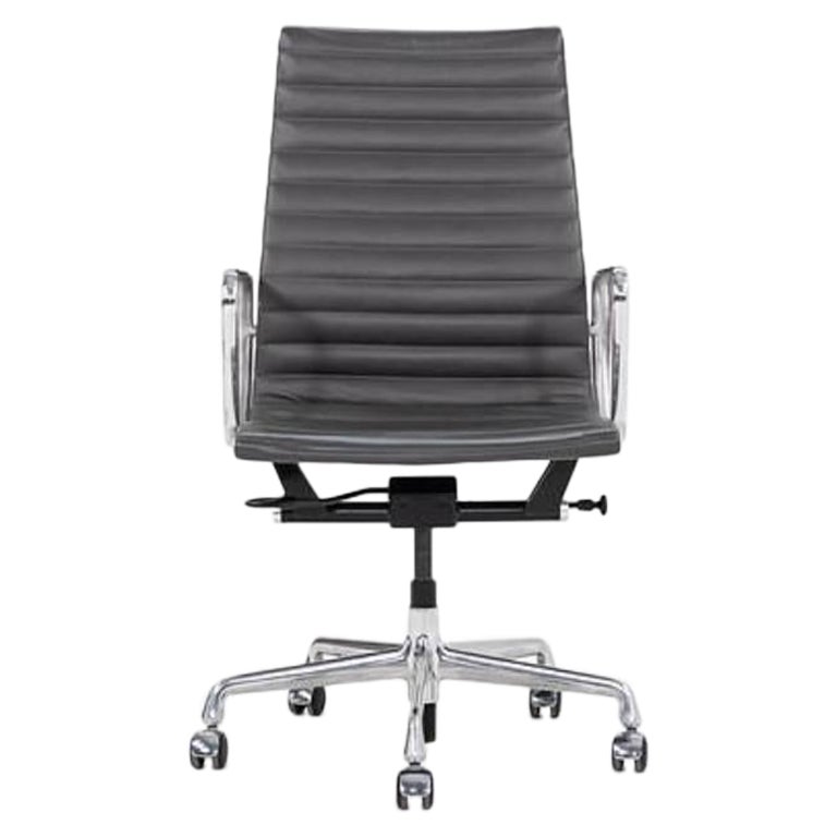 2016 Herman Miller Eames Aluminum Group Executive Desk Chair in Grey Leather