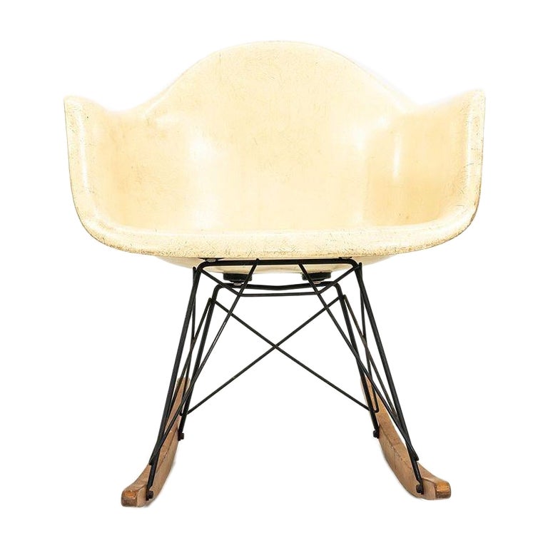 C. 1956 Herman Miller Eames RAR Rocking Arm Chair in Parchment Fiberglass