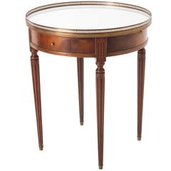 Antique French 19th Century Louis XVI Mahogany Gueridon Table with White Marble Top