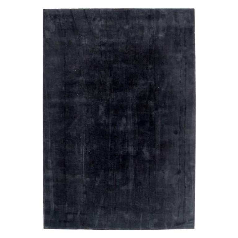 2021 Carl Hansen Woodlines Area Rug in Black by Naja Utzom Popov 79x118 inches For Sale