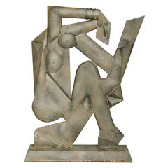 1960s Cubist Metal Sculpture, Unsigned