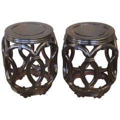 Pair of Chinese Barrel Side Tables or Stools