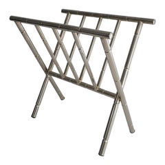 Porte-revues en nickel imitation bambou dans le style de Jacques Adnet