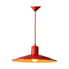 Vintage Happylight Red Metal Space Age Hanging Lamp, 1970's