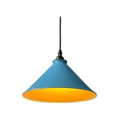 Small Vintage Blue Triangle Metal Hanging Lamp, 1970's