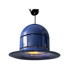 Blaue Mid-Century-Hängelampe UFO mit fliegender Untertasse, 1970er Jahre