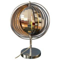 Retro Silver Moon Table Lamp in Style of Henri Mathieu, 1970's