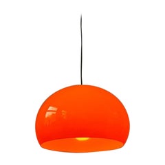 Orange Space Age Mushroom Hanging Lamp, 1970's