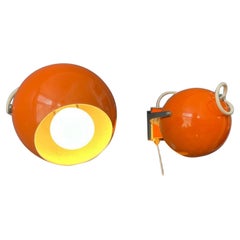 Set (2) of Orange Space Age Eyeball Wall Lamps, 1970's