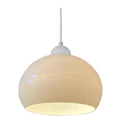 Kleine weiße Space Age Pilz-Hängelampe, 1970er Jahre
