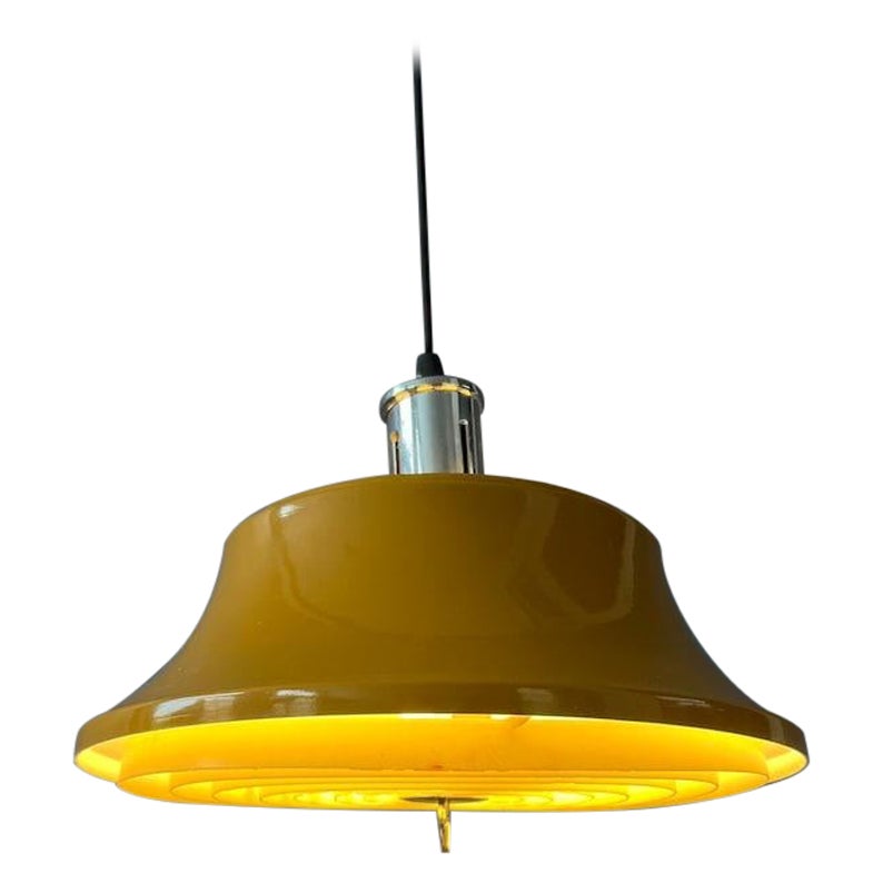 Yellow Mid Century Metal Pendant Light, 1970s