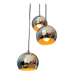 Chrome Mid Century Space Age Eyeball Cascade Hanging Lamp, 1970s