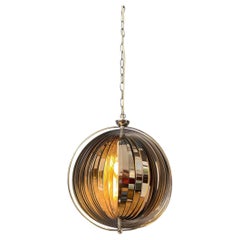 Chrome Moon Spiral Hanging Lamp in Style of Henri Mathieu and Verner Panton 1970