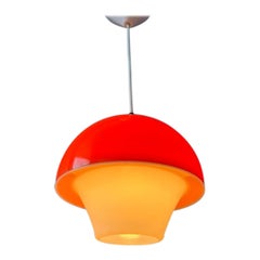 Acrylic Glass Orange and White Space Age Hanging Lamp, 1970's