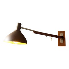 Danish Teak Wood Wall Lamp with Extendable Arm, 1970's